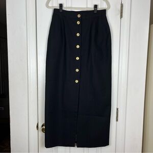 Harve Benard Black Maxi Skirt with Gold Buttons